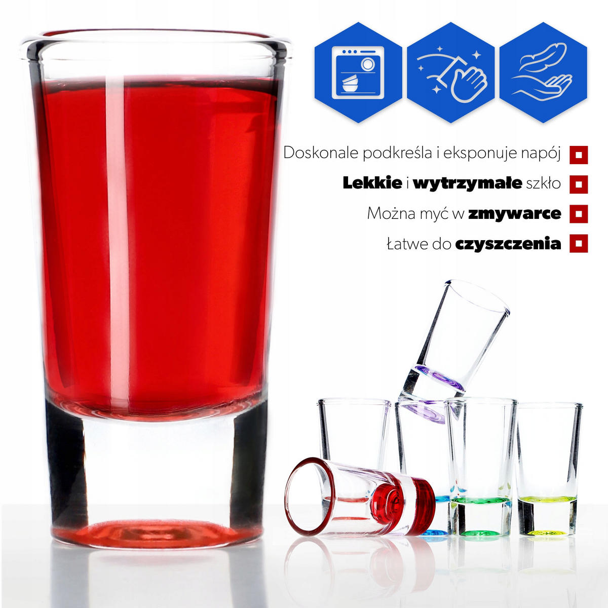 SCHNAPSGLÄSER, Mehrfarbig, 28 ml, 6 Stück - Blau/Gelb, Glas (0.028L) - KADAX