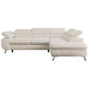 ECKSOFA PETER L Beige Cord - Rechts Seite - Beige/Schwarz, Textil/Metall (273/208cm) - MKS