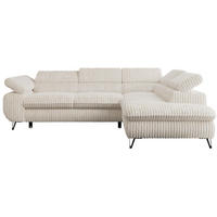ECKSOFA PETER L Beige Cord - Rechts Seite - Beige/Schwarz, Textil/Metall (273/208cm) - MKS