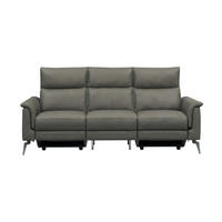 3-SITZER Sofa Borea Echtleder Greige - Greige, Leder/Metall (220/102/98cm)