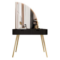 SCHMINKTISCH ZAIRA-QS mit LED Spiegel Rechte Schwarz - Schwarz, Holzwerkstoff (103/80/49cm) - Lookway