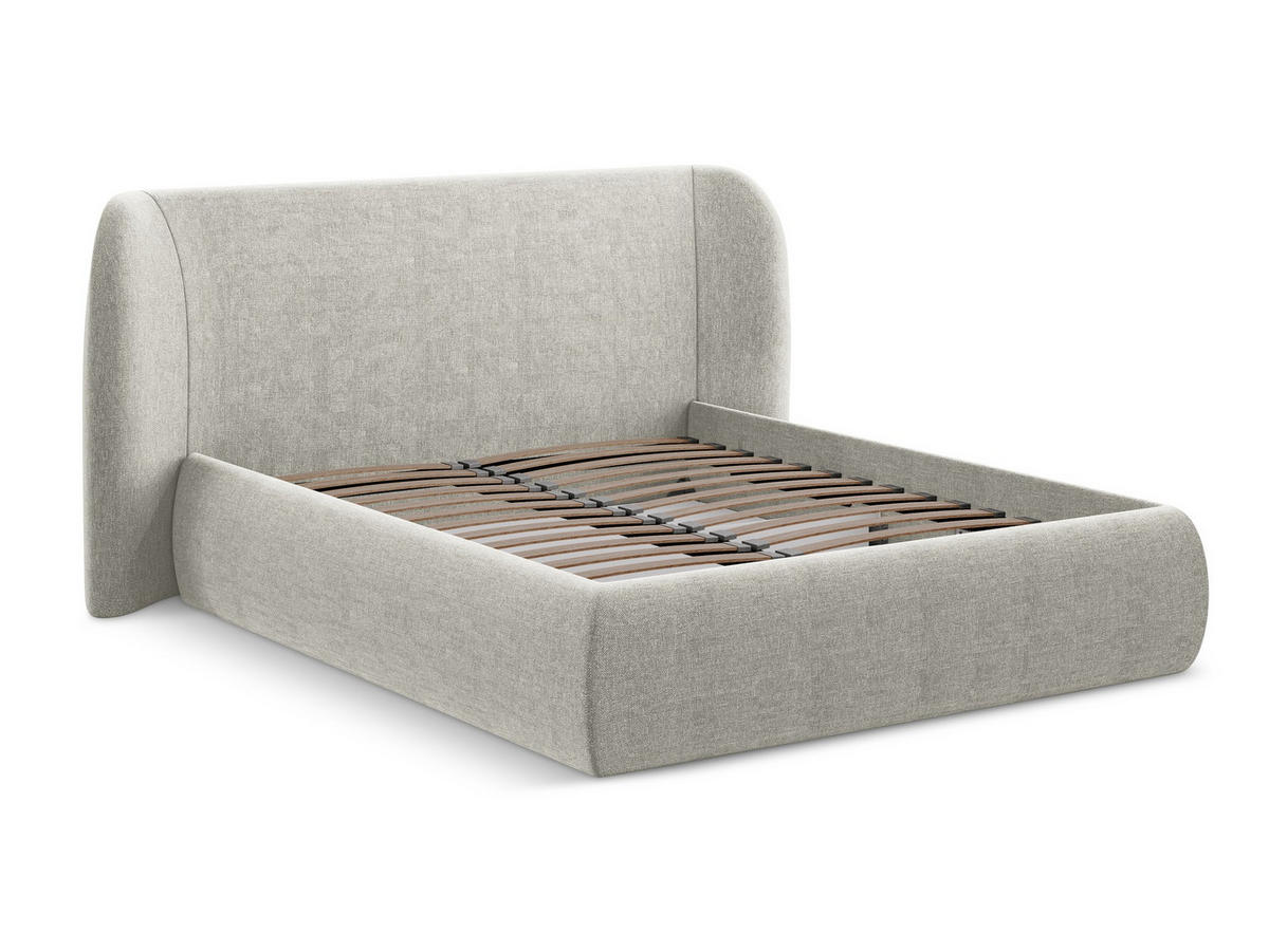 POLSTERBETT mit Bettkasten und Lattenrost 210x215 Beige - Beige/Schwarz, Kunststoff/Textil (160/200cm) - Makamii