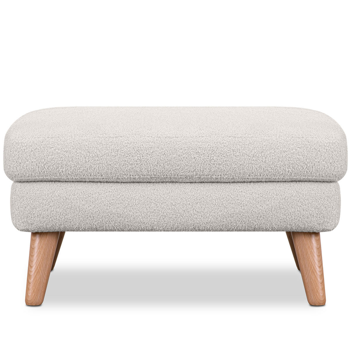 SITZHOCKER TAGIO Pouffe, weiss - Braun/Weiß, Buchenholz/Textil (65/46/80cm) - KONSIMO®