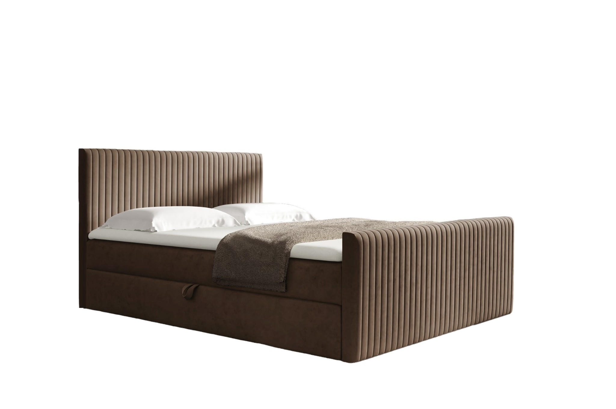 BOXBETT Adrien In Stoff überlänge - Braun, Holzwerkstoff/Textil (200/220cm) - Fun Möbel
