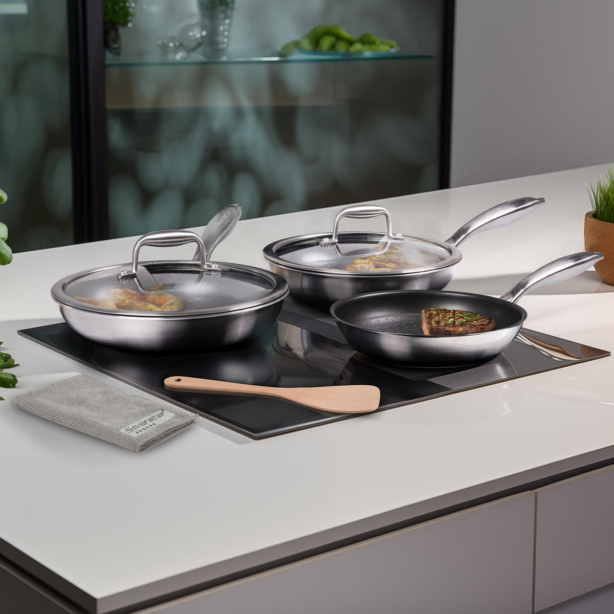 EDELSTAHLPFANNEN Set 5 teilig - Schwarz, Metall - Stoneline