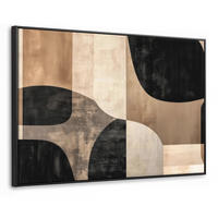 LEINWAND Bilder mit Rahmen - Abstrakt - Flugzeuge - Schwarz - Rund - 150x100 - Beige, Textil (150/100cm) - MuchoWow