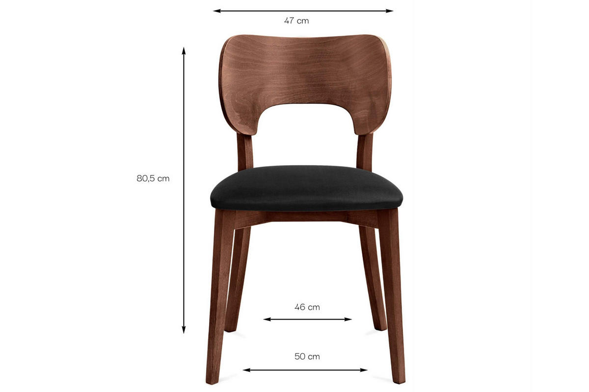 STUHL-SET LYCO Esszimmerstühl 2 St, schwarz - Walnussfarben/Schwarz, Holz/Buchenholz (47/81/45cm) - KONSIMO®