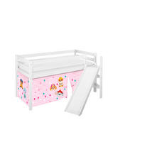 HOCHBETT JELLE Paw Patrol rosa mit schräger Rutsche und Vorhang - Weiß, Holz - Lilokids