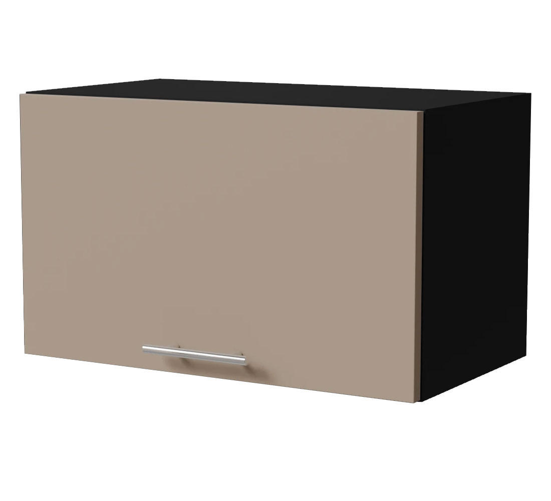 KLAPPHÄNGESCHRANK Brerra W4B/60 Schwarz / RAL 1019 graubeige Matt 60 / 32,5 / 36cm mit Gasdruckdämpfer - Graubraun/Schwarz, Holz/Holzwerkstoff (60/36/32.5cm) - Feldmann-Wohnen