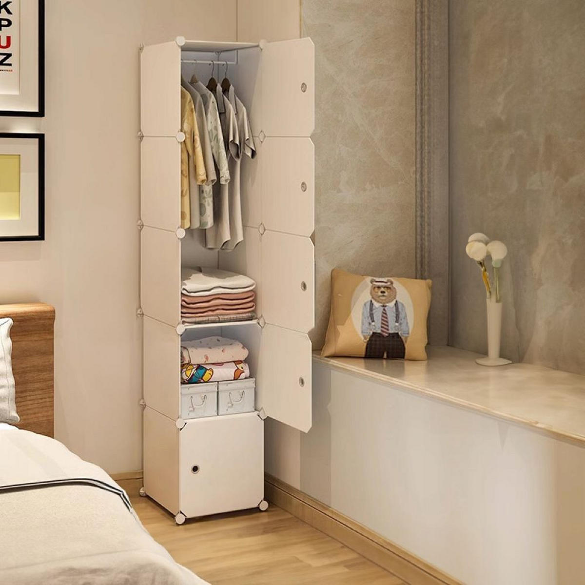 MODULARER kleiderschrank 185/39/37 cm - Weiß, Kunststoff (37/185/39cm) - MUVU