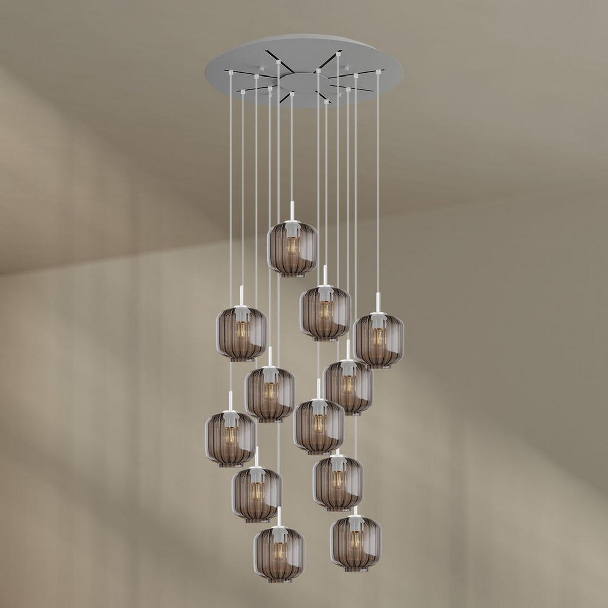 GALERIELEUCHTE Velo 12-flammig Rauch Ø 20cm - Anthrazit/Weiß, Glas (20/20/20cm) - s.luce