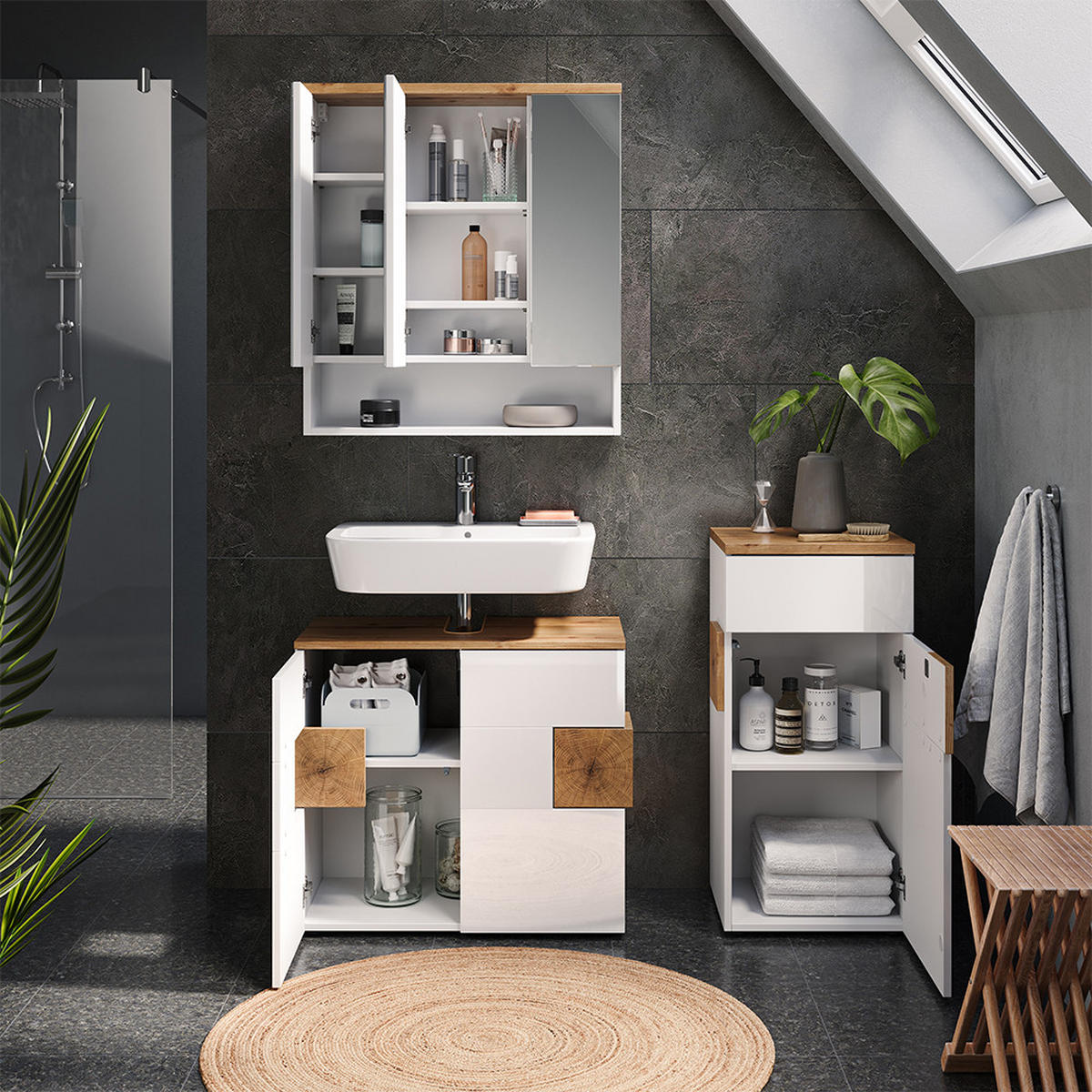 Weiß Hochglanz, Holzwerkstoff (40/84/37cm) - Vicco