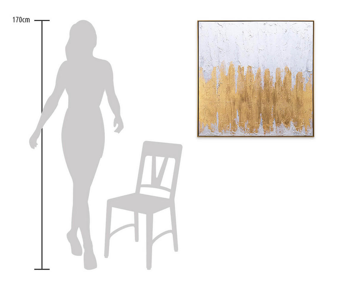 ACRYLBILD HANDGEMALT 80/80 cm - Beige/Goldfarben, Textil (80/80cm) - KUNSTLOFT