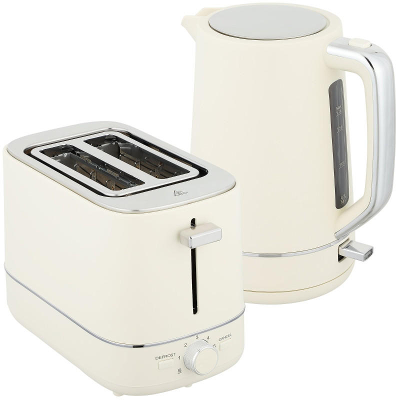 WASSERKOCHER 2-tlg Wasserkocher Toaster Set 1,7L-6 Bräunungsstufen Frühstücksset Beige - Beige, Metall (16/24.3/21.2cm) - Raelunyi