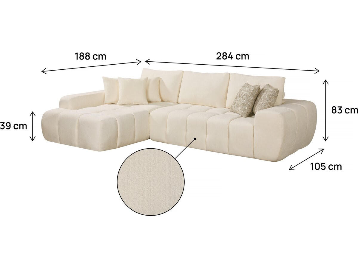 ECKSOFA Sidonie Grau - Grau, Textil (284/188cm) - Habitat Garten