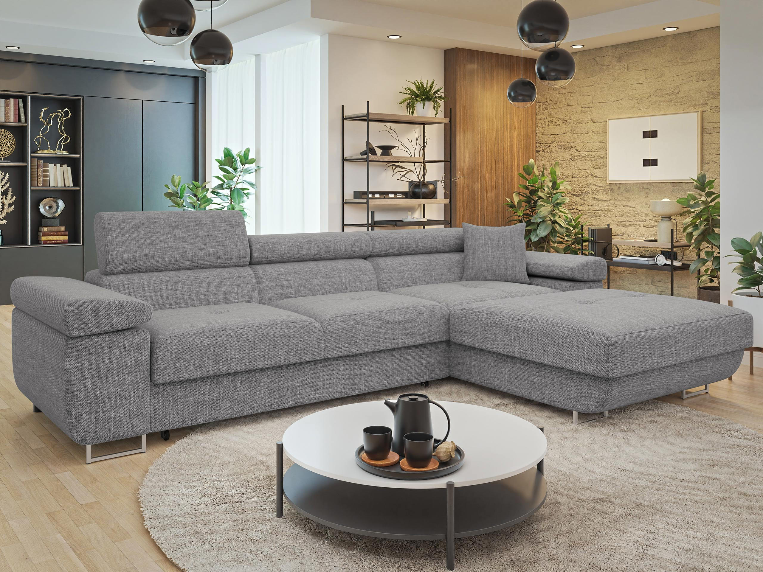 ECKSOFA Torezio Mini, Seite: Rechts - Grau, Holz/Textil (280/170cm) - MIRJAN24