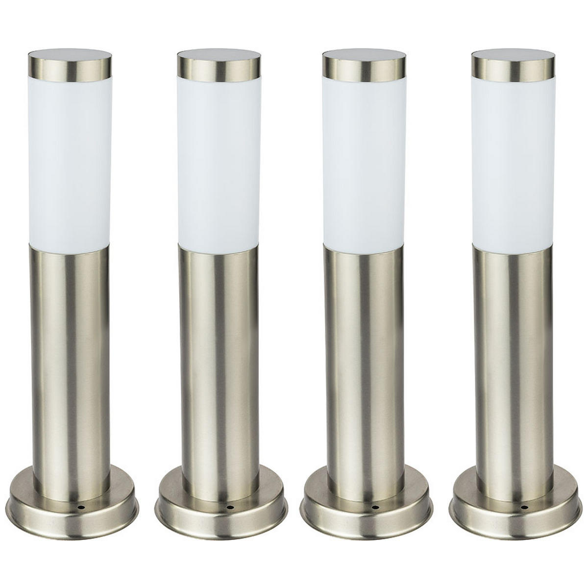 WEGELEUCHTE Edelstahl Silber Opal 4er Set - Silberfarben, Kunststoff (7.6/7.6/45cm) - Globo Lighting