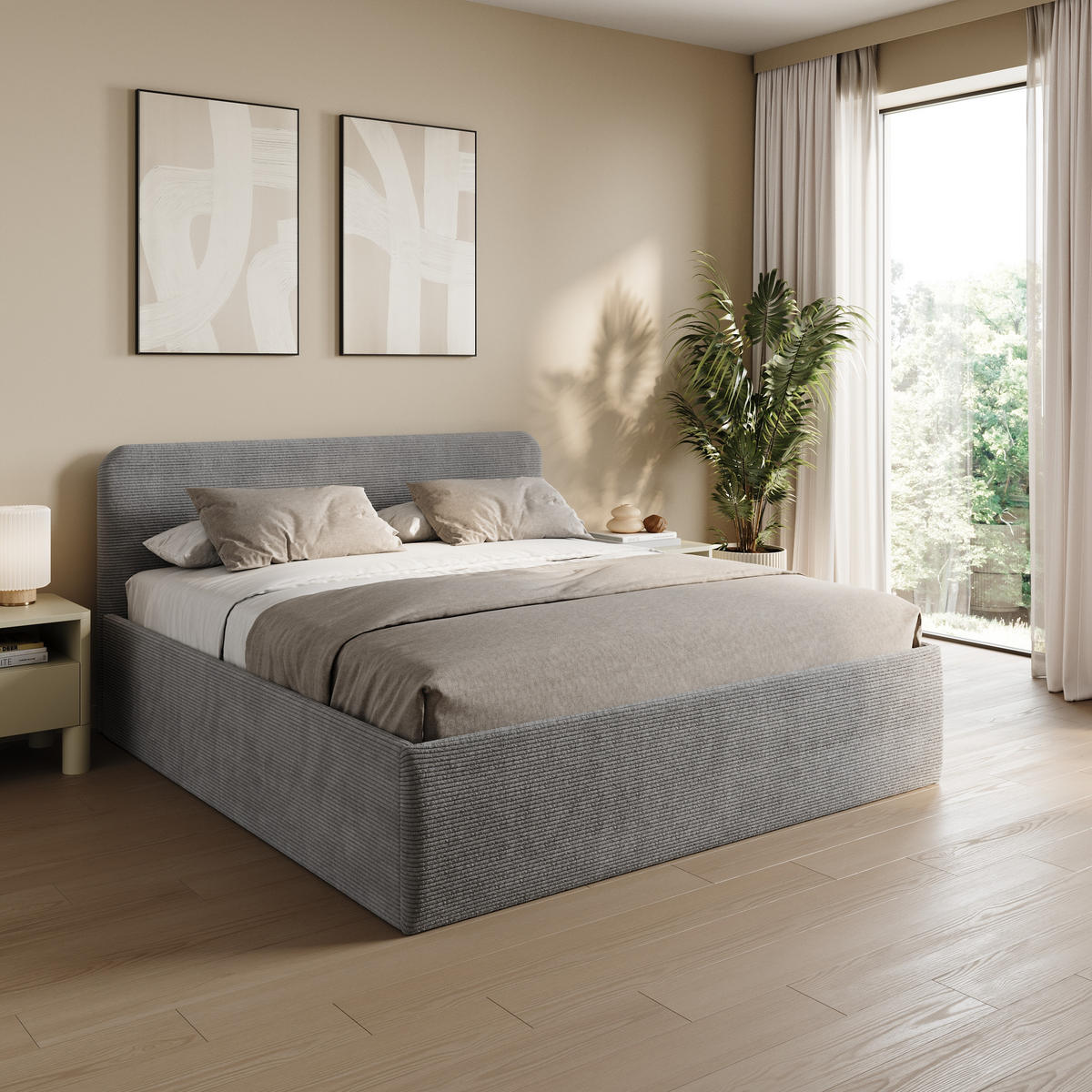 POSLTERBETT 160x200 cm in Grau - Grau, Holzwerkstoff/Textil (160/200cm) - Home Collective