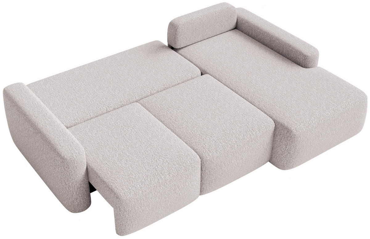 ECKSOFA Carnos Mini Beige Chenille - Beige/Schwarz, Kunststoff/Textil (164/238cm) - Selsey