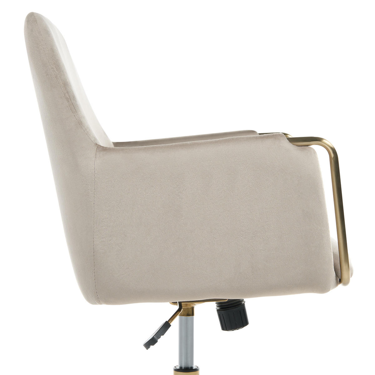 SCHREIBTISCHSTUHL Samtstoff Beige Altona - Beige/Goldfarben, Textil/Metall (59/92/59cm) - Beliani