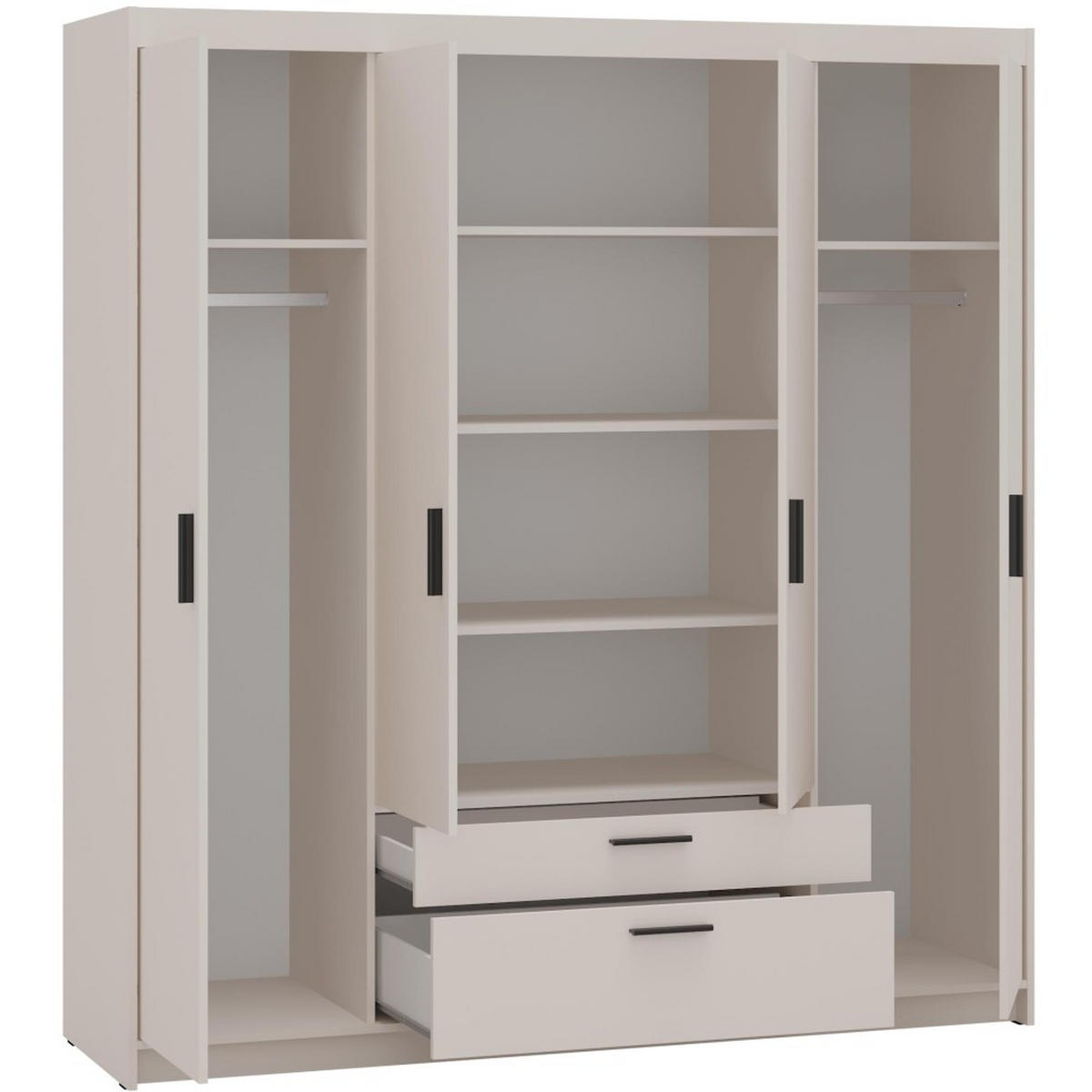 DREHTÜRENSCHRANK Elena mit 4 Türen und 2 Schubladen, ohne Spiegel Sandbeige - Sandfarben, Holzwerkstoff (176/190/53cm) - Beautysofa