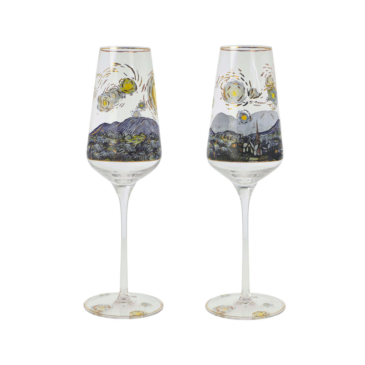 SEKTGLAS Vincent Van Gogh -Sternennacht, Glas, Bunt, Füllmenge 100 ml - Multicolor, Glas (0.15L) - Goebel