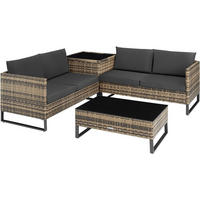 RATTANLOUNGE Ostuni,mit Sicherheitsglasplatte,natur - Naturfarben, Kunststoff - tectake