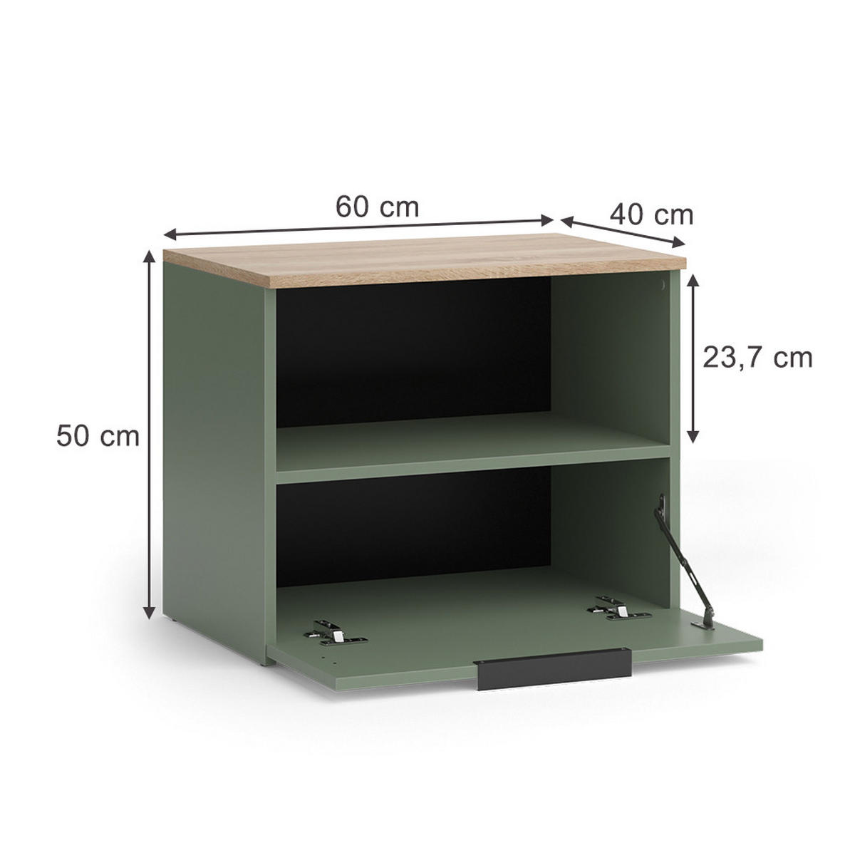KOMMODE Wido Grün 60 x 50 cm mit klappe - Grün/Sonoma Eiche, Holzwerkstoff (60/50/40cm) - Vicco