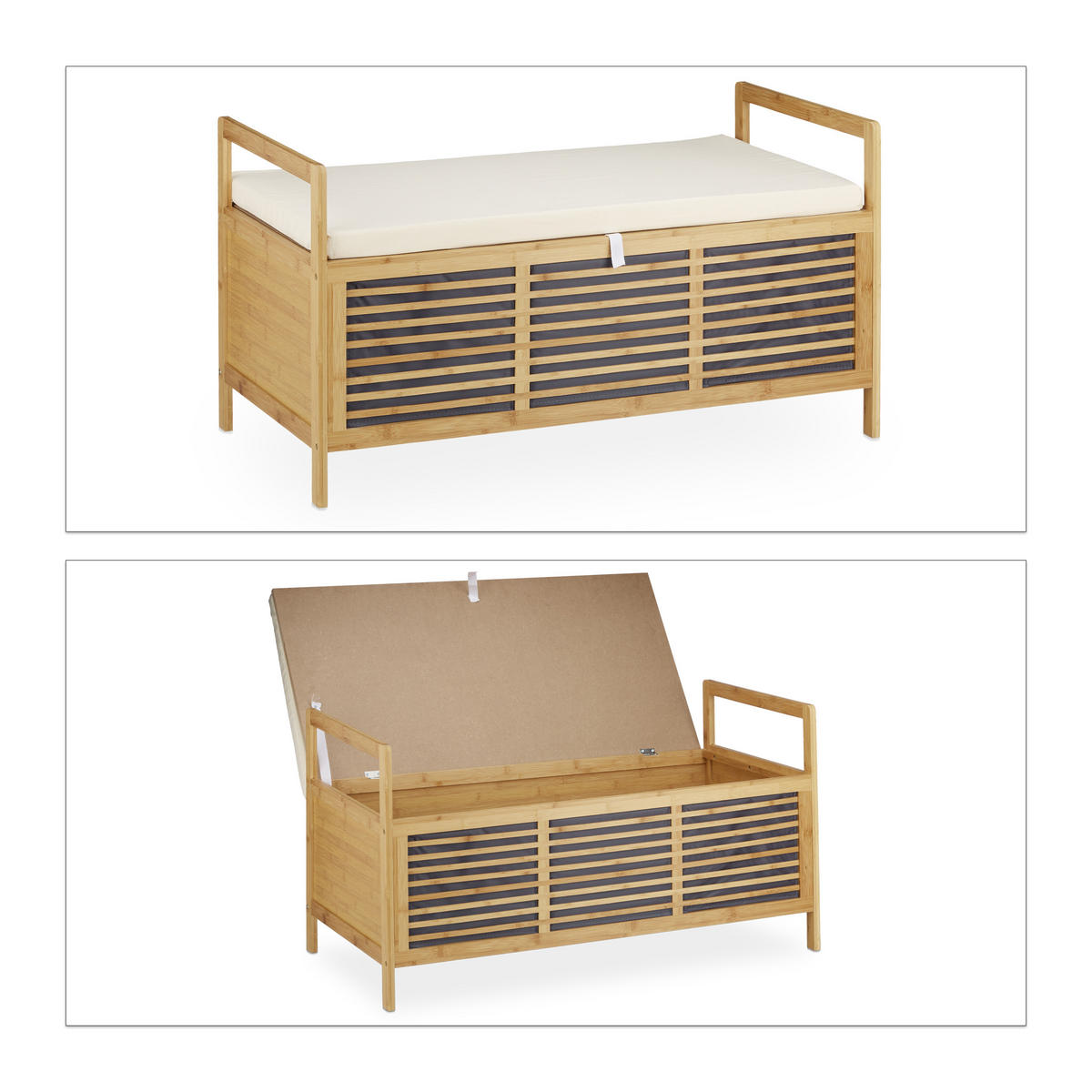 SITZHOCKER - Hellbraun, Holz/Holzwerkstoff (93.5/50/48cm) - Relaxdays