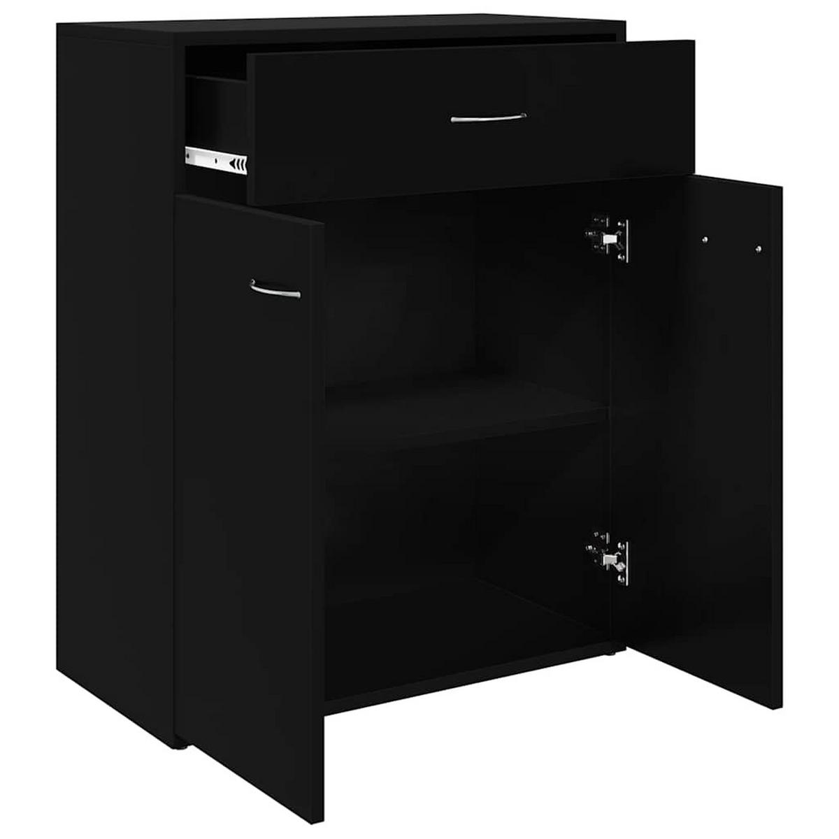 SIDEBOARD mit Schublade und Schrank mit Türen, 60/30/75 cm, aus Holzwerkstoff, in Schwarz - Schwarz/Grau, Holz/Metall (60/75/30cm) - vidaXL