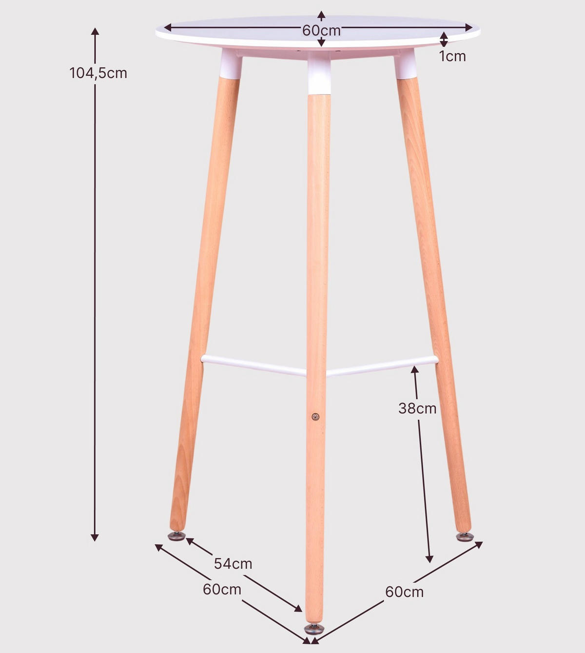 HOCHTISCH STIL Rund Weiß 60/60/105 cm - Weiß, Holz (60/105/60cm) - Nest Dream