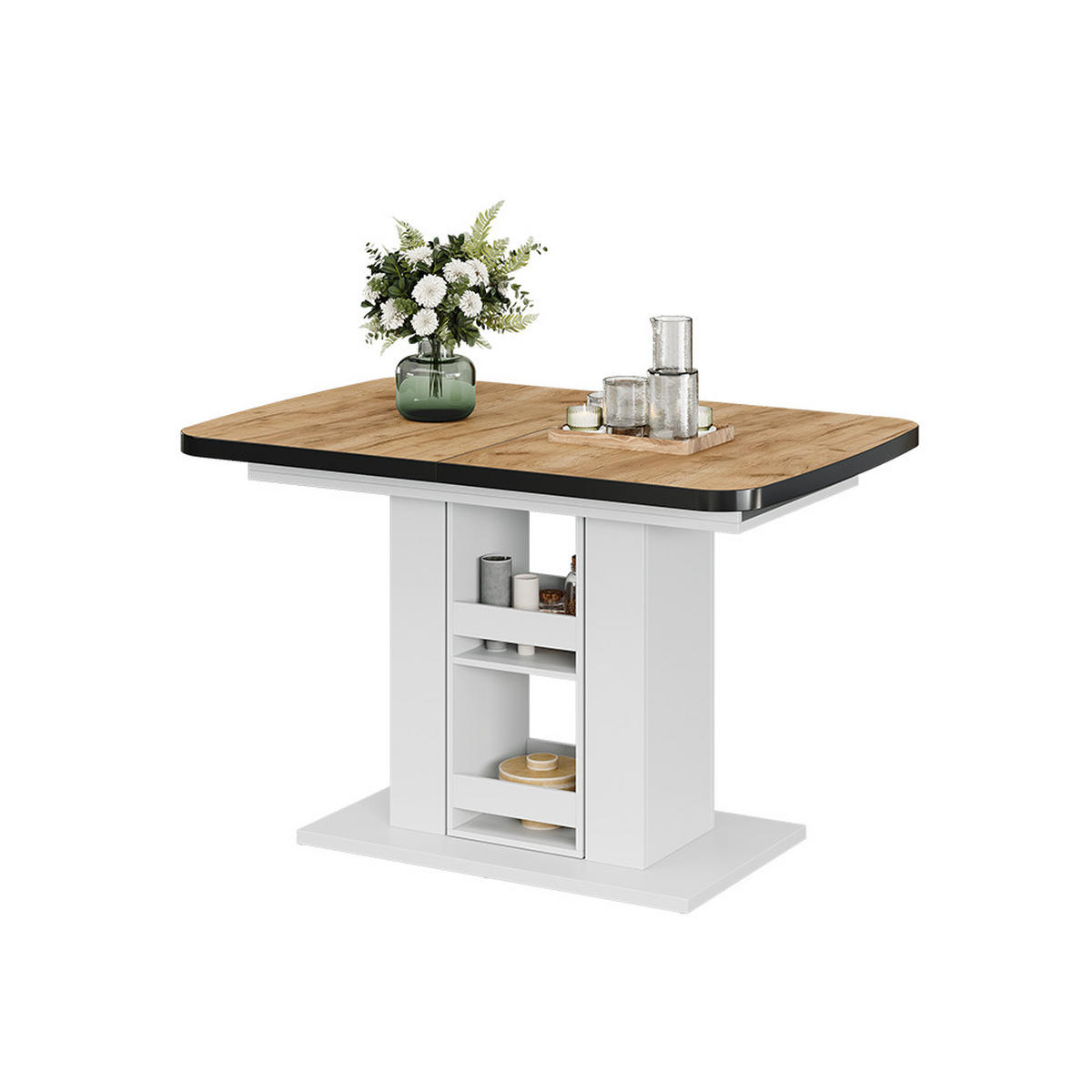 ESSTISCH Fenaro Goldkraft Eiche/Weiß 120 x 80 cm - Honigeiche/Weiß, Holzwerkstoff (80/120/76cm) - Vicco