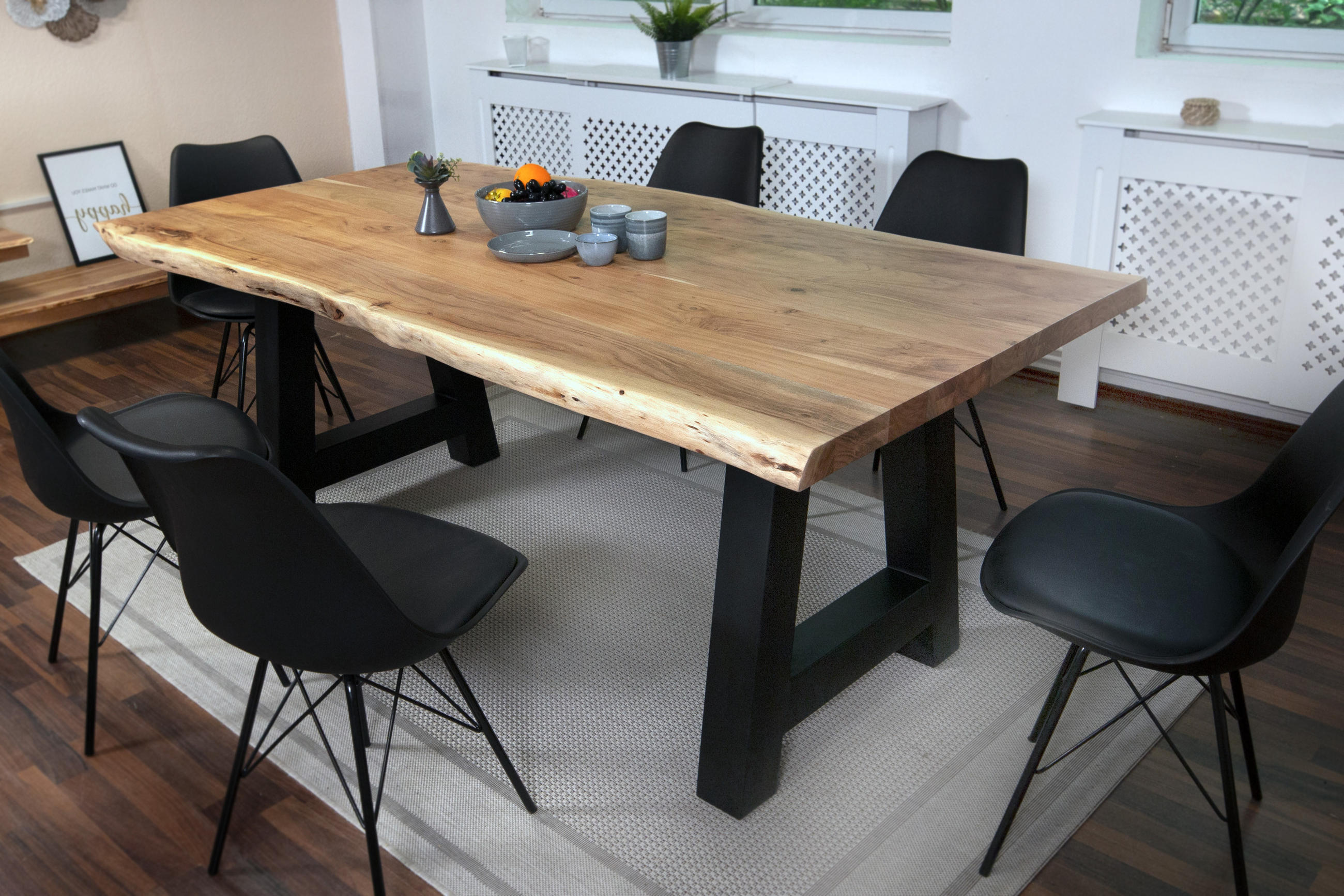 ESSTISCH CALI - Beige/Schwarz, Holz/Metall (100/200/77cm) - SAM