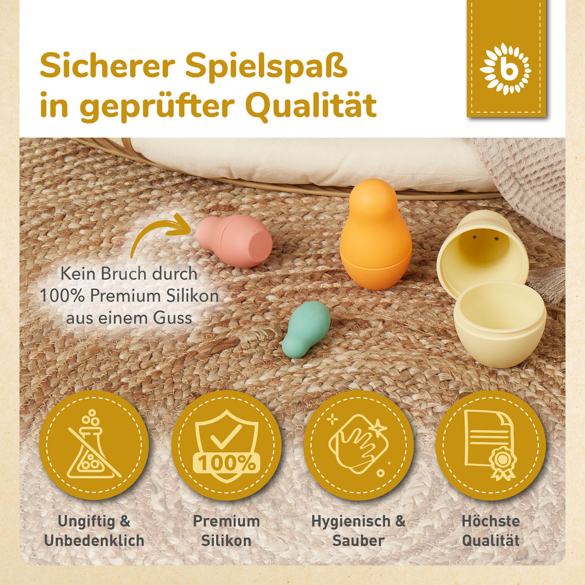 MATROSCHKA Silikon - ab 6 Monate - Multicolor, Kunststoff (65/65cm) - Bieco Spielwaren