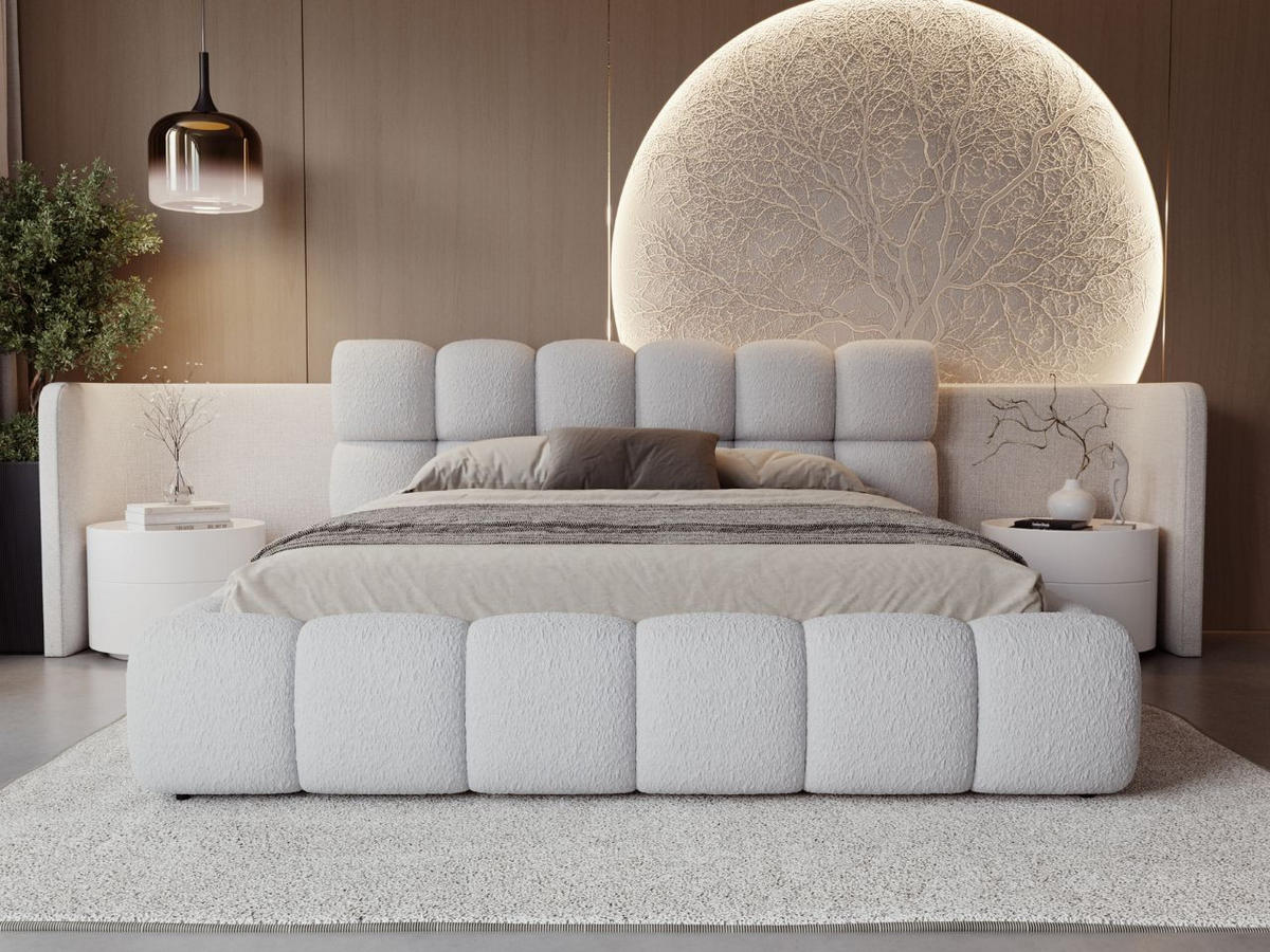 POLSTERBETT Modo 180x200 Bouclé-Stoff Grau - Grau, Textil (180/200cm) - Graingold