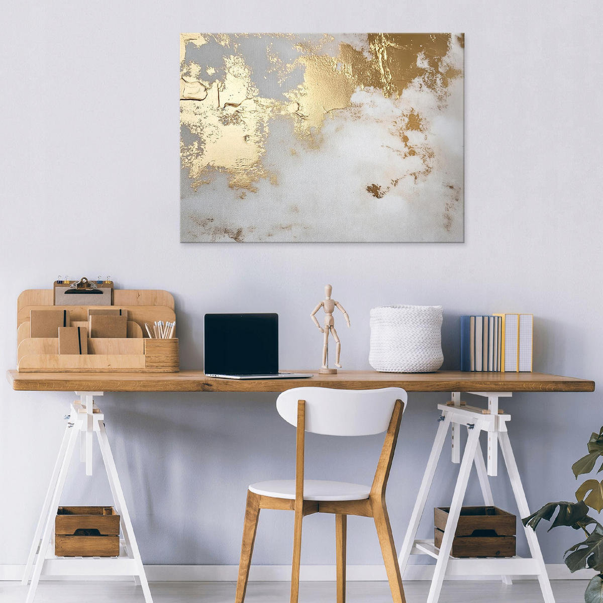 BILDER Abstrakt Marmor Grau Gold Modern Wohnzimmer 120x80 - Grau, Holzwerkstoff (120/80cm) - Wallarena