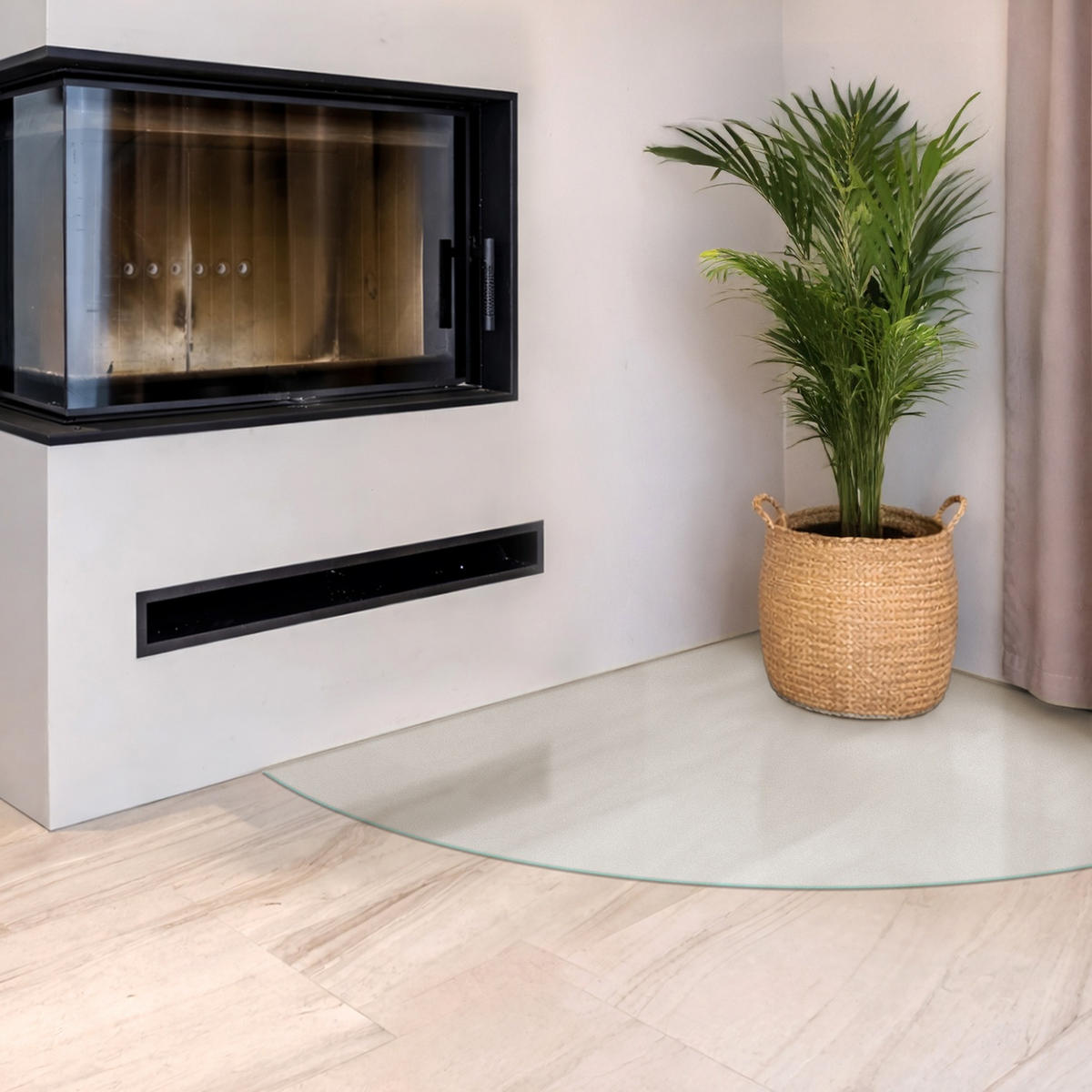 SKLENĚNÁ PODLOŽKA pod kamna 100x100 cm – mléčné sklo - průhledná, sklo (100/100/0.4cm) - TULUP