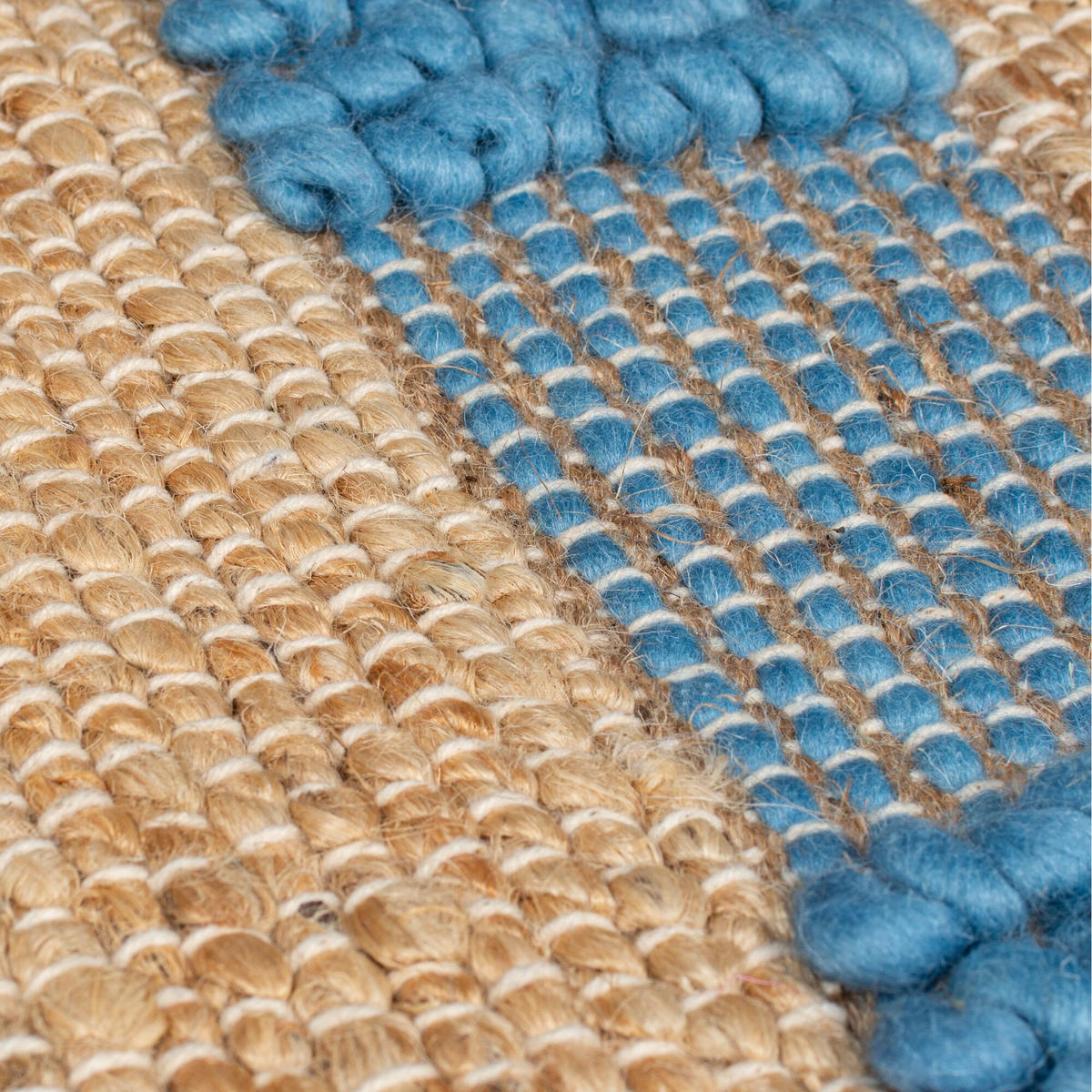 TEPPICH Hoch-Tief Struktur Gestreift, Ethno-Stil, mit Fransen wendbar, Esszimmer Natur-Blau Rechteckig 160x230 - Blau, Textil (160/230cm) - KADIMA DESIGN