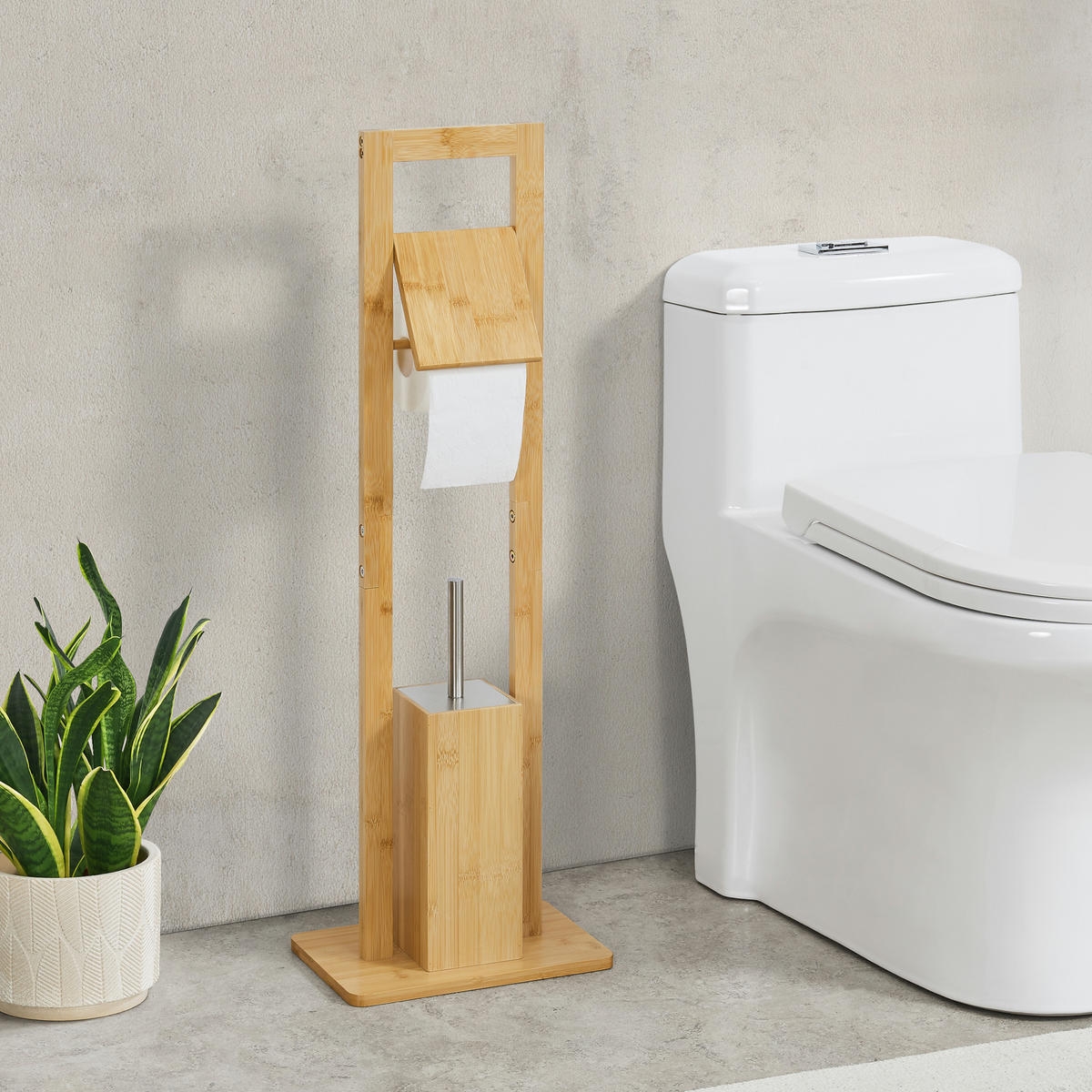 TOILETTENGARNITUR Västerås - Naturfarben, Holz (28/82.5/18cm) - [en.casa]