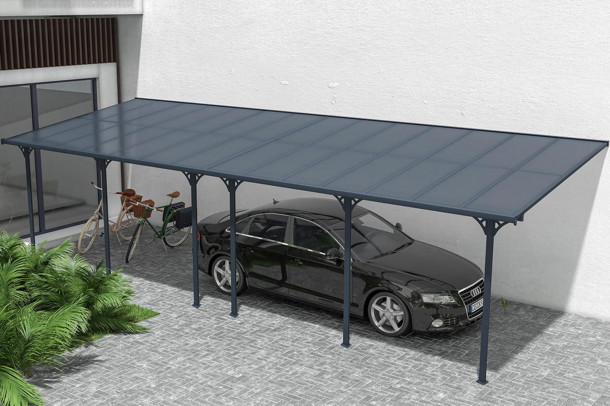 PERGOLA / CARPORT Kleo Grau 9m x 3m - Grau, Metall (870/270/300cm) - Cazeboo