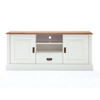 LOWBOARD Novara 2-türig - Weiß/Braun, Holz (153/67/45cm) - Casamia Massive Möbel