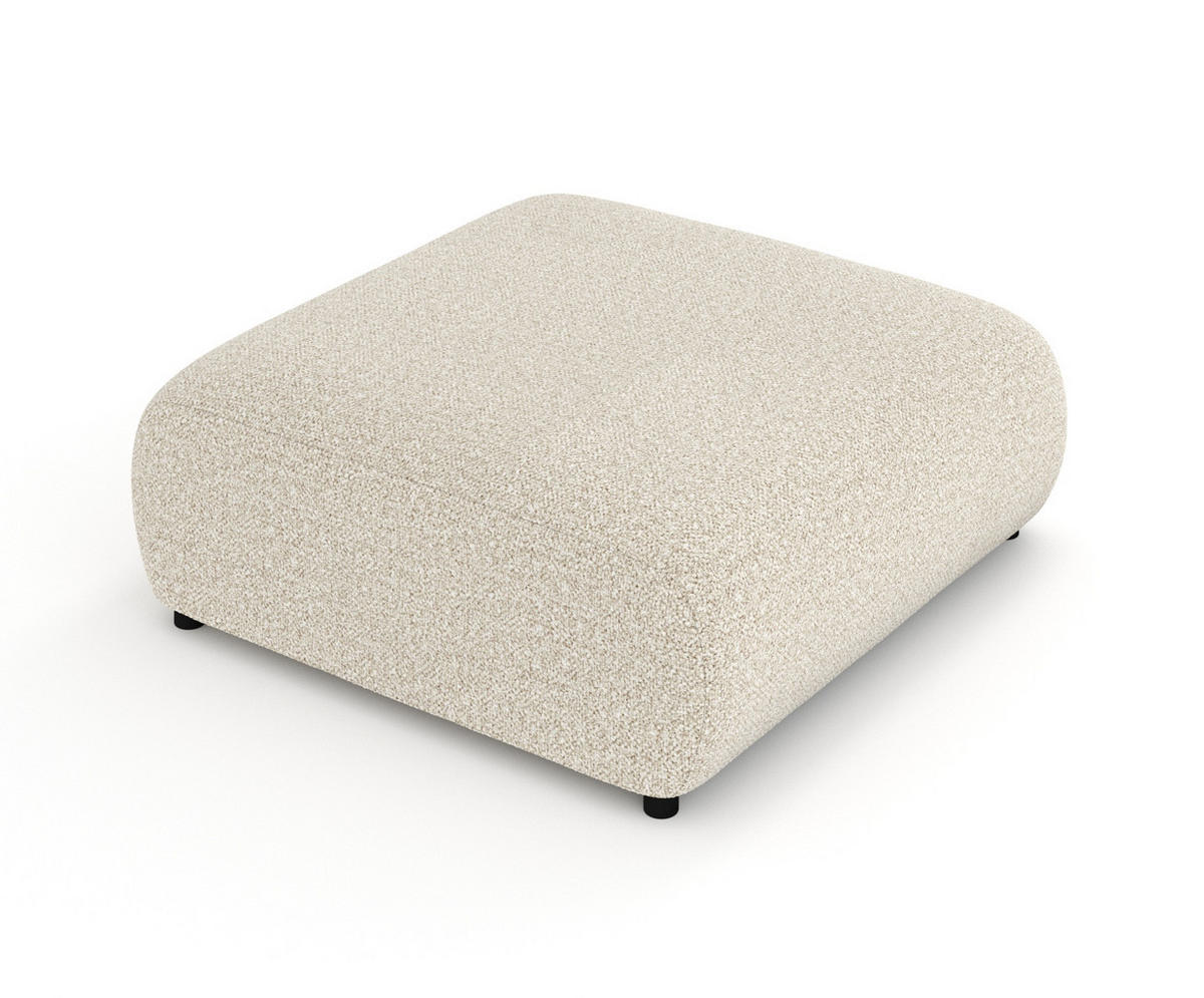 POUF L Zanzibar Beige Plüschstoff - Beige/Schwarz, Holz/Holzwerkstoff (110/37/110cm) - Maison de Reve