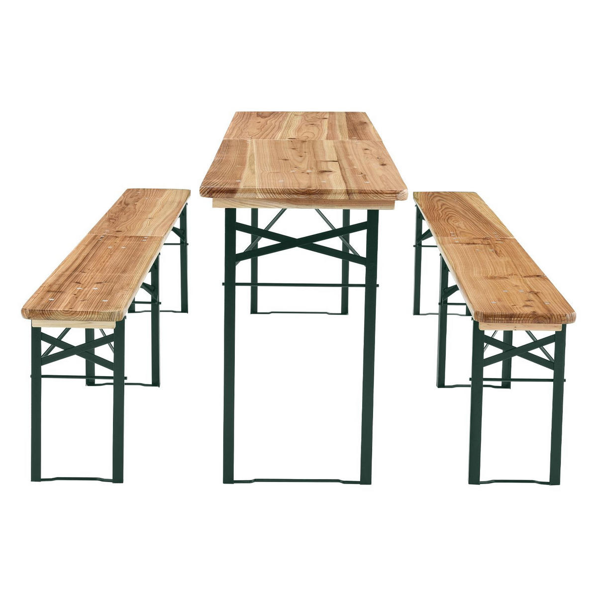 BIERZELTGARNITUR Passau 3-tlg. - Braun, Holz/Metall - Juskys
