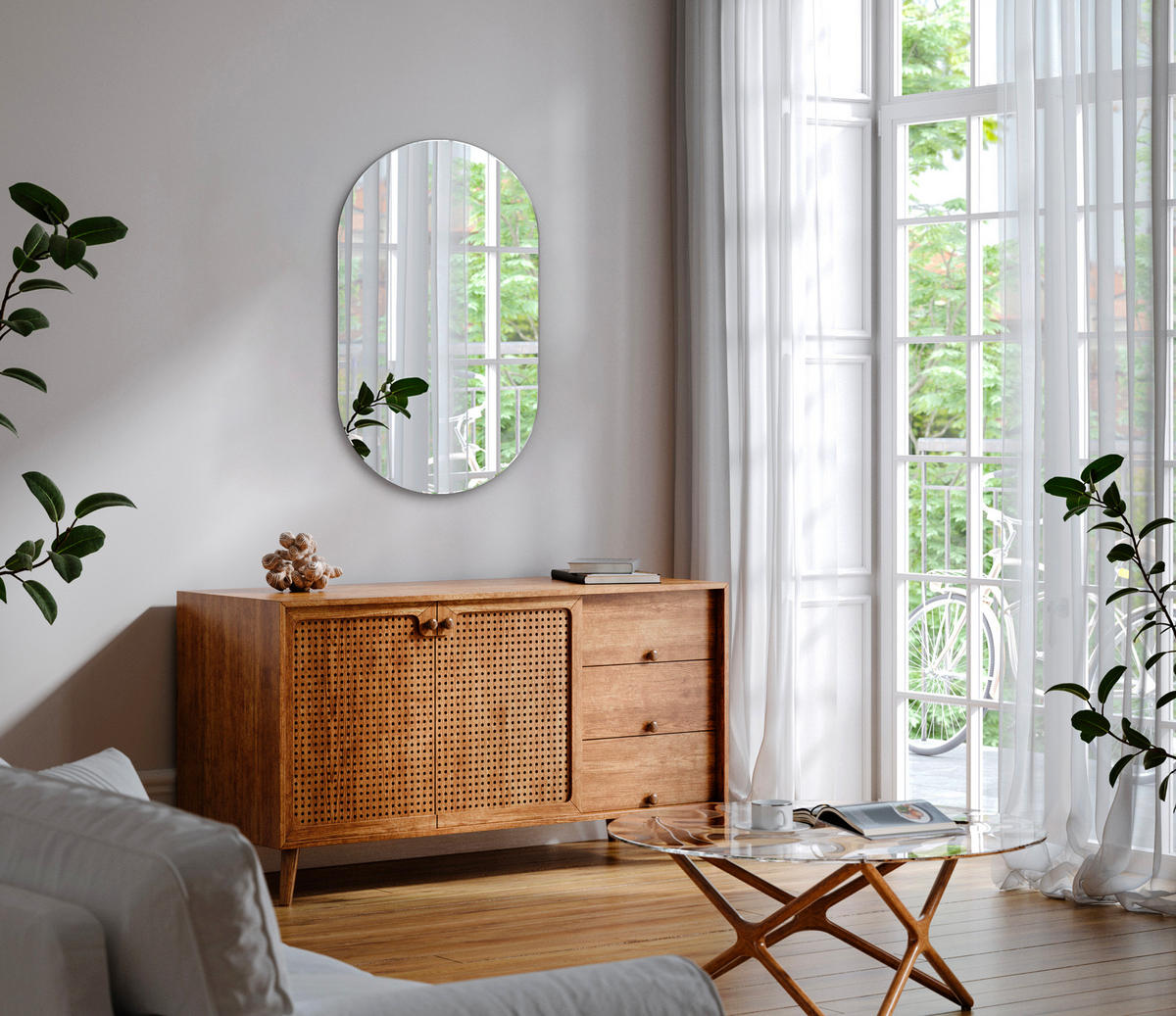 SPIEGEL 58 x 100 cm Oval - Blaugrau, Glas (58/100/0.4cm) - TULUP