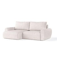 ECKSOFA OMARI mit Schlaffunktion Hellbeige im Neve Stoff - Sandfarben/Schwarz, Holz/Holzwerkstoff (253/153cm) - AltaBeds