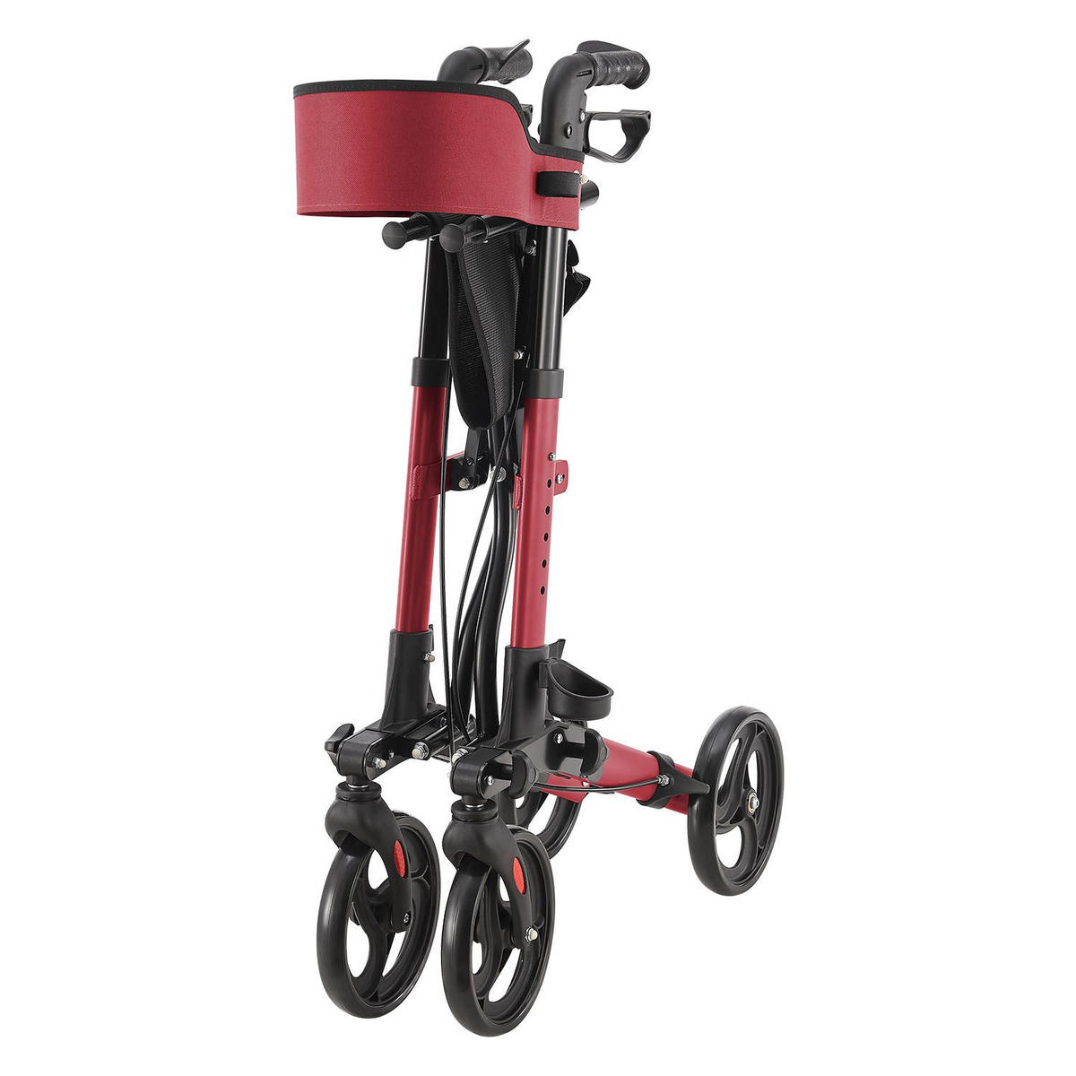 ROLLATOR Vital rot klappbar mit Sitzfläche & Einkaufstasche - Rot, Metall (63/80/68cm) - Juskys