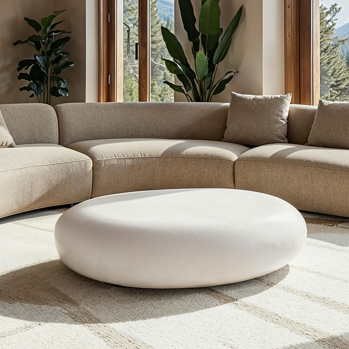 COUCHTISCH HAWAII Steinform Mittel Betonoptik 99 x 71 x 32 cm - Creme, Naturmaterialien (99/71/32cm) - Elementi