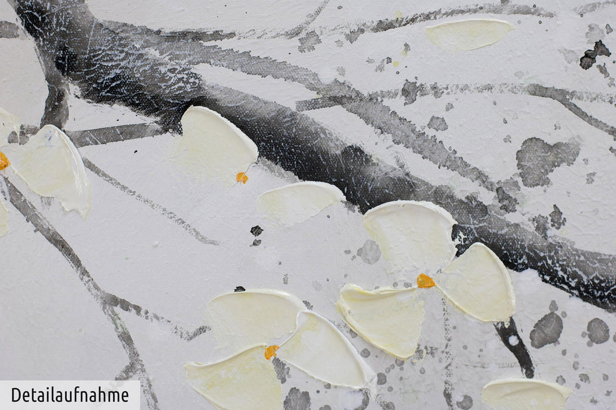 ACRYLBILD HANDGEMALT 150/50 cm - Beige/Weiß, Holz/Textil (2/50cm) - KUNSTLOFT