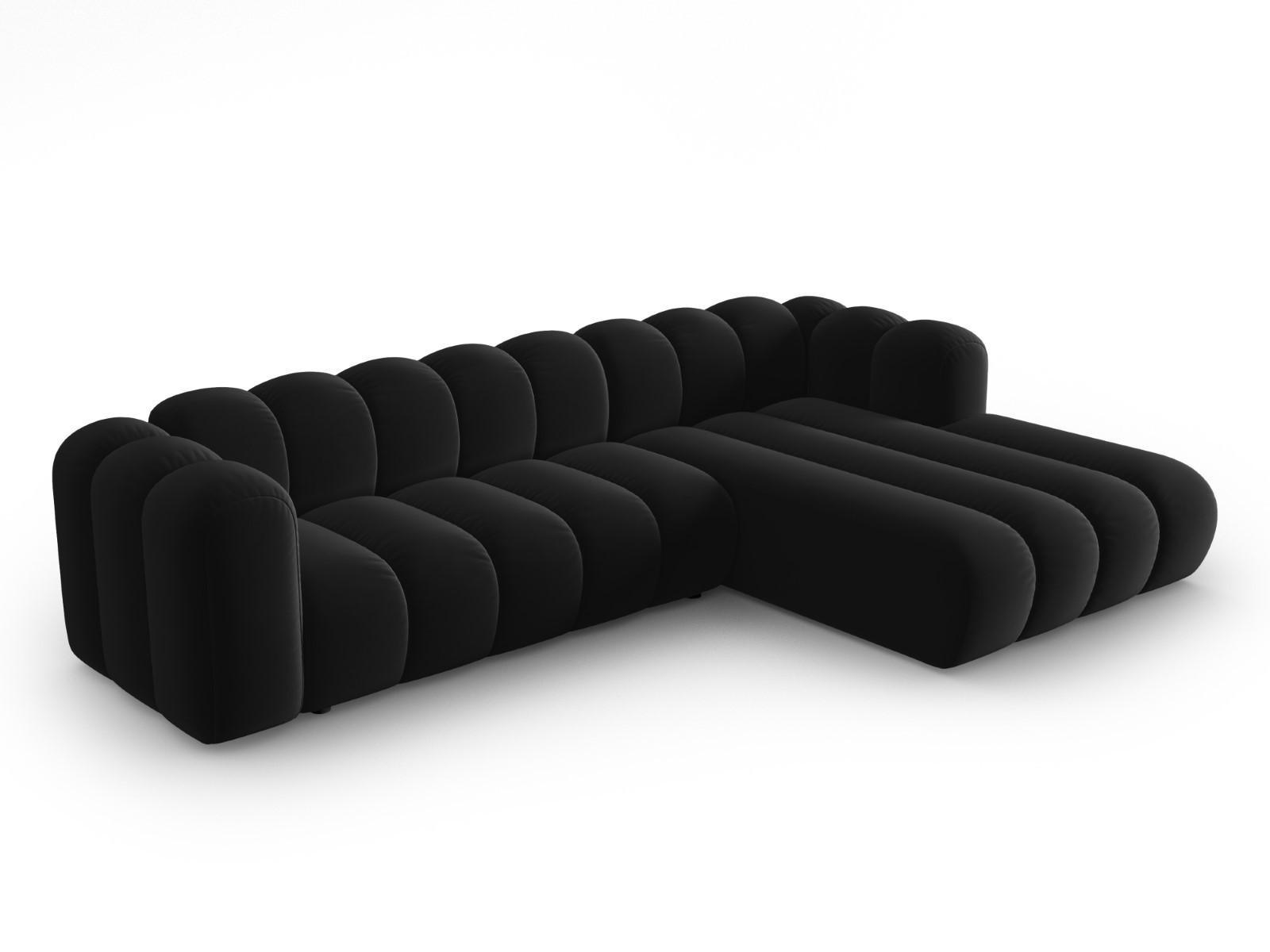 ECKSOFA modular rechts Lupine aus Samt schwarz 4 Sitzplätze - Schwarz, Textil (177/290cm) - Micadoni