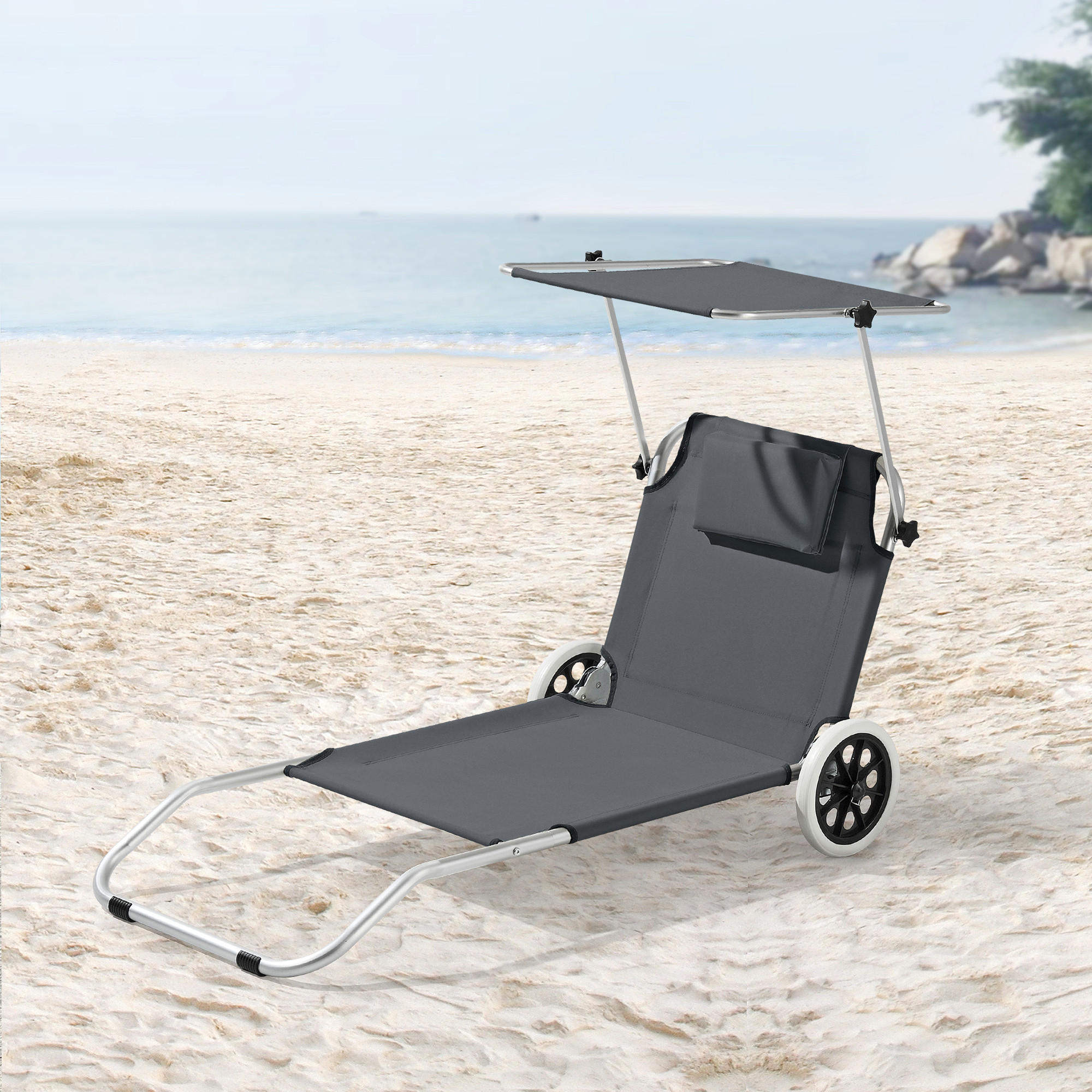 SONNENLIEGE Lazkano - Dunkelgrau, Metall (150/60/52.5cm) - [en.casa]